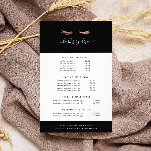 Rose Gold Lashes | Pricing & Services Flyer (Creator Uploaded)