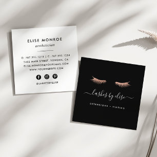 Rose Gold Lashes Square Business Card