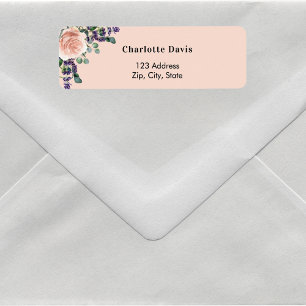 Rose gold lavender florals return address label