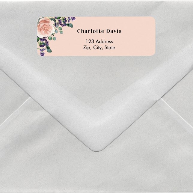 Rose gold lavender florals return address  label (Creator Uploaded)