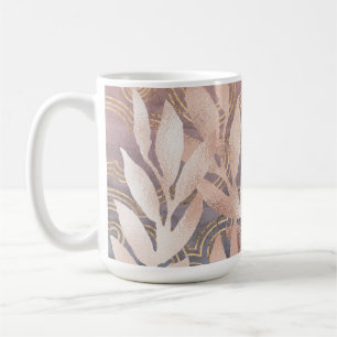 Rose Gold Leaf Sprays on Abstract Background Coffee Mug