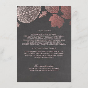 Rose Gold Leaves Chalk Wedding Details Enclosure Card