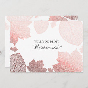 Rose Gold Leaves Fall Wedding Bridesmaid Proposal Invitation
