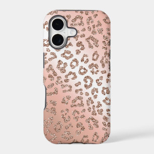 Rose gold leopard print glitter case