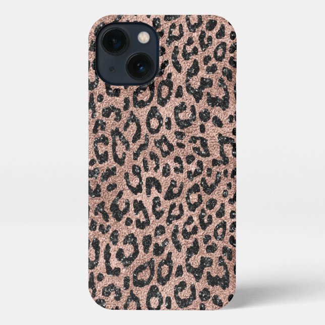 Rose Gold Leopard Print iPhone Case (Back)