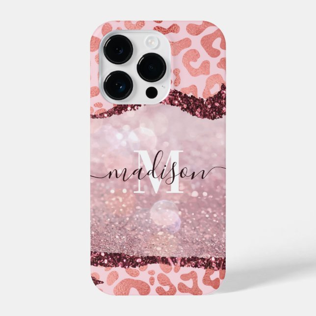 Rose Gold Leopard Print iPhone Case (Back)