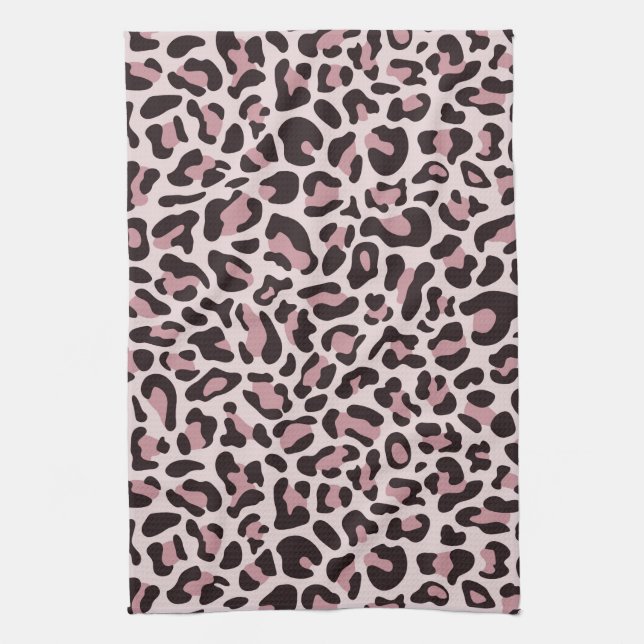 Rose Gold Leopard Print Retro Kitchen Towels Towel (Vertical)