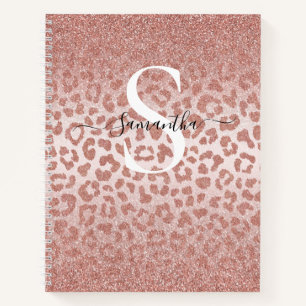 Rose Gold Leopard Spots Glittery Gradient Notebook