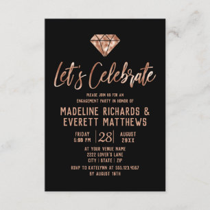Rose Gold Let's Celebrate Engagement Party Invite