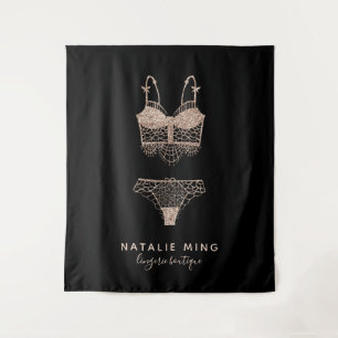 Rose Gold Lingerie Boutique Logo Tapestry