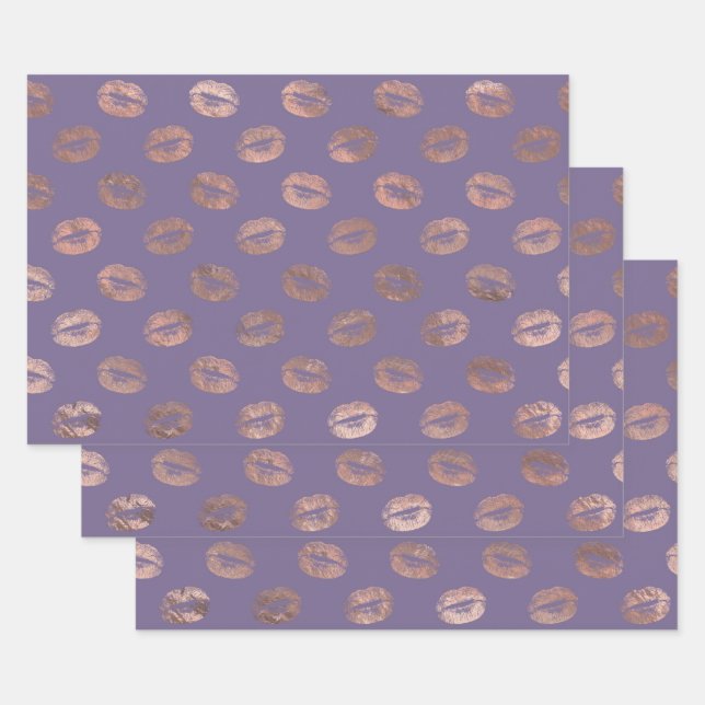 Rose Gold Lips and Purple Wrapping Paper Sheet (Set)