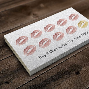 Rose Gold Lips Makeup Artist Loyalty Reward Card