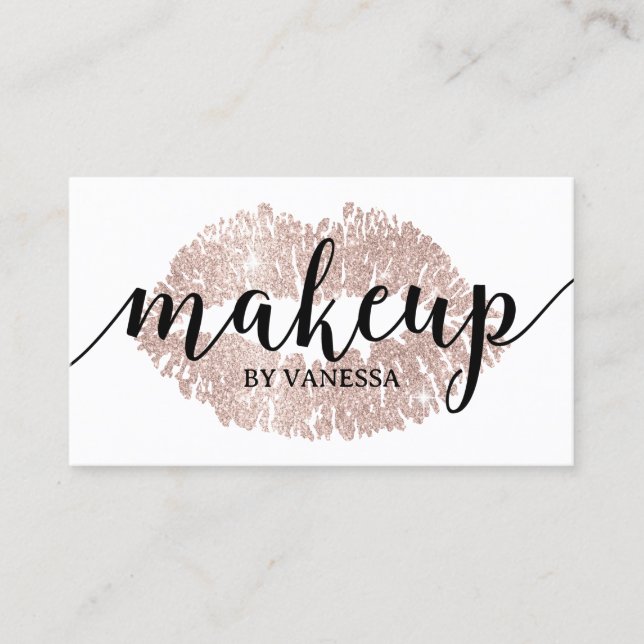 Rose Gold Lips Print Makeup Artist Salon Spa Business Card (Front)