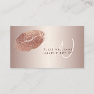 Rose Gold Lips w/ Monogram Makeup Artist Business Card