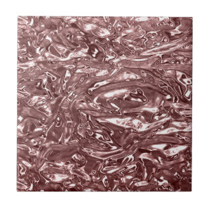 Rose Gold Liquid Chrome Metallic Chic Glam Ceramic Tile
