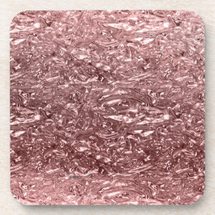Rose Gold Liquid Chrome Metallic Chic Glam Coaster