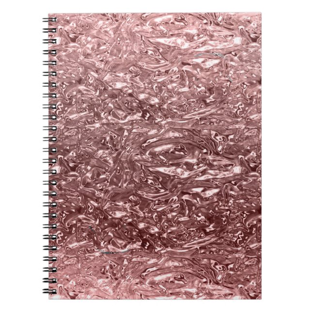 Rose Gold Liquid Chrome Metallic Chic Glam Notebook (Front)