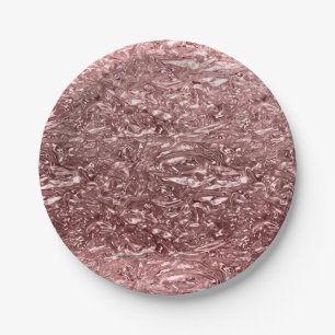 Rose Gold Liquid Chrome Metallic Glam Party Paper Plate