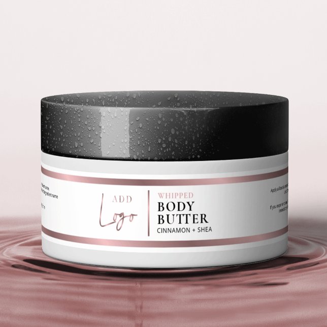 Rose Gold Logo 4 OZ Cosmetic Jar Waterprof Label (Jar label design printed on waterproof vinyl stickers. Featuring faux rose gold colors)