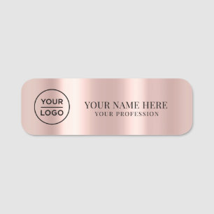 Rose Gold Logo Employee magnetic, safety pin Name Tag
