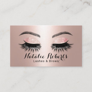 Rose Gold Long Lashes Makeup Artist Beauty Salon Business Card