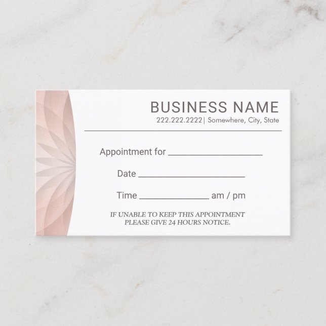 Rose Gold Lotus Floral Salon Spa Appointment (Front)