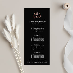 Rose Gold Lotus Spa Pricing or Services Rack Card