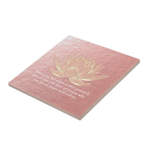 Rose Gold Lotus Yoga Meditation Instructor Ceramic Tile