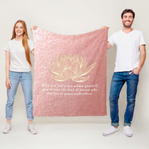 Rose Gold Lotus Yoga Meditation Instructor Quotes Fleece Blanket