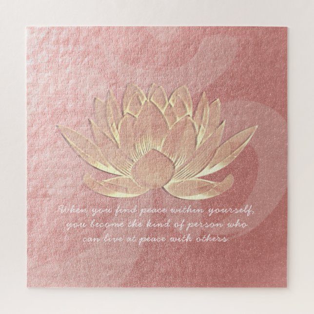 Rose Gold Lotus Yoga Meditation Instructor Quotes Jigsaw Puzzle (Vertical)