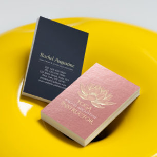 Rose Gold Lotus Yoga Meditation Reiki Instructor Business Card