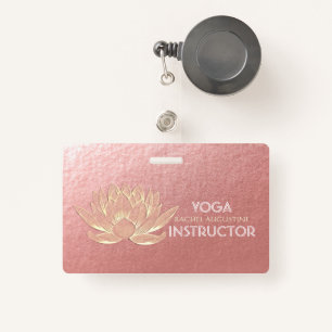 Rose Gold Lotus Yoga Studio Meditation Instructor ID Badge