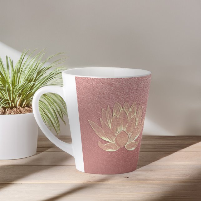 Rose Gold Lotus Yoga Studio Meditation Instructor Latte Mug (Creator Uploaded)