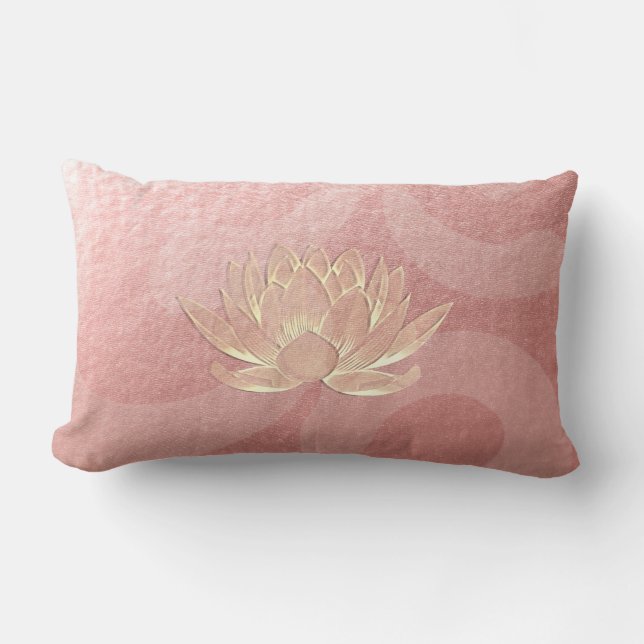 Rose Gold Lotus Yoga Studio Meditation Instructor Lumbar Cushion (Front)