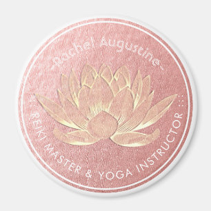 Rose Gold Lotus Yoga Studio Meditation Instructor Magnet