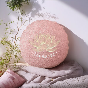 Rose Gold Lotus Yoga Studio Meditation Instructor Round Cushion