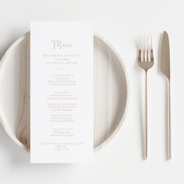 Rose Gold Love Fancy Script Dinner Menu (Creator Uploaded)