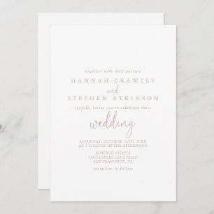 Rose Gold Love Fancy Script Front & Back Wedding  Invitation