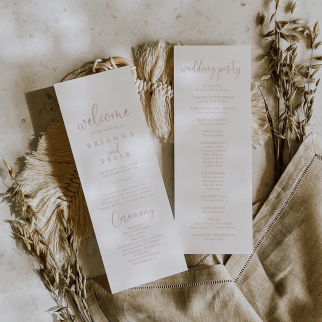 Rose Gold Love Fancy Script Wedding Program (Creator Uploaded)