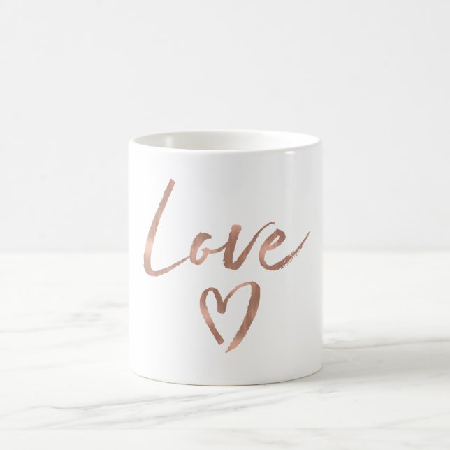 Rose Gold Love Heart Coffee Mug (Center)