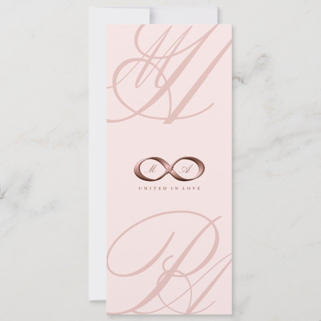 Rose Gold Love Infinity Hand Clasp Wedding Invite (Front)