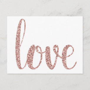 Rose gold love postcards, glitter postcard