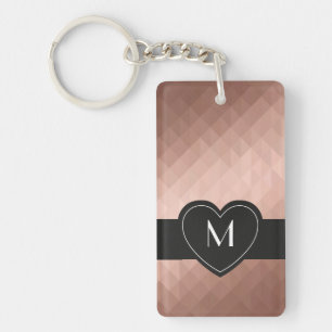 Rose gold low poly geometric modern heart monogram key ring