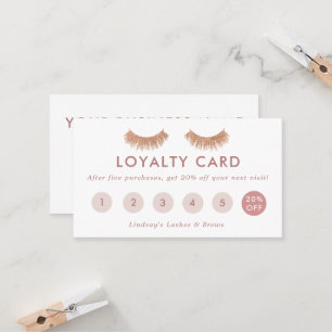 Rose Gold Loyalty Card Eyelashes Makeup Artist