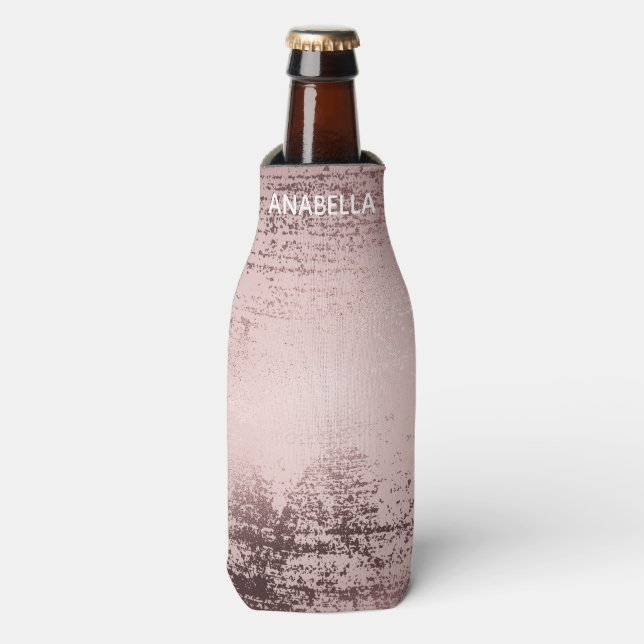 Rose gold Luxury metallic personalised Bottle Cooler (Bottle Front)