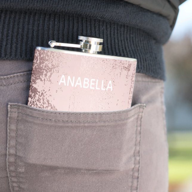 Rose gold Luxury metallic Personalised Hip Flask (In Situ)