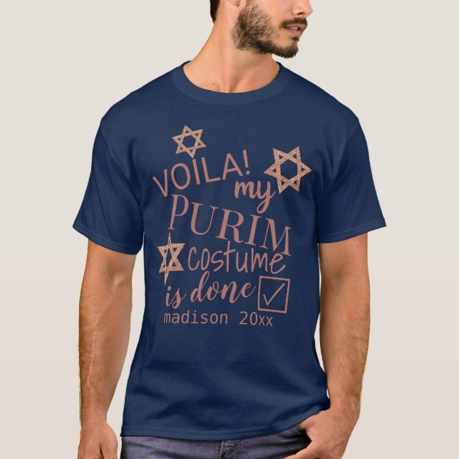 Rose Gold Magen David Name Funny Purim Costume T-Shirt (Front)