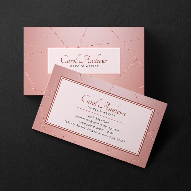 Rose Gold Makeup Artist Bridal Makeup Lashes Brows Business Card (Creator Uploaded)