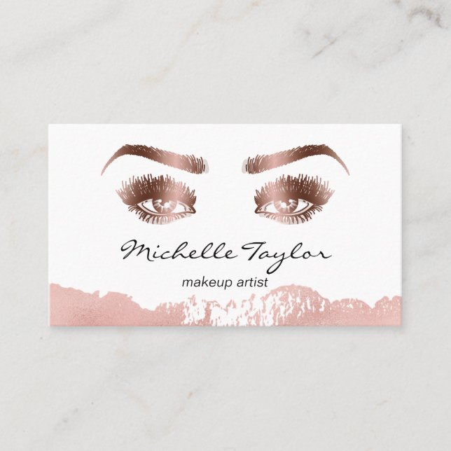 Rose gold makeup artist lashes eyelash brows eyes business card (Front)