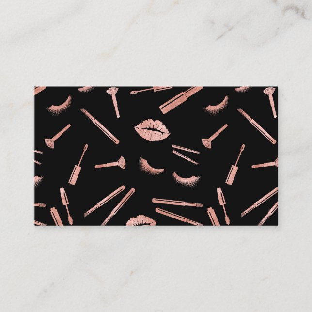 Rose gold makeup artist lashes lips lipstick eyes business card (Front)